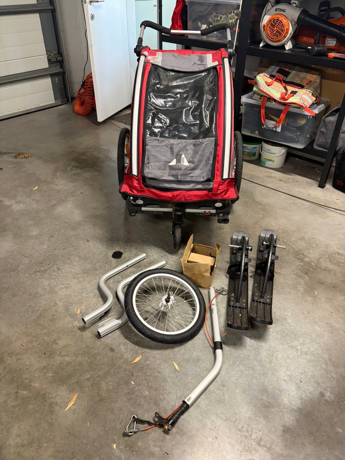 Nordic Cab Explorer 6-in-1 fietskar + ski/pulkset, Ophalen, Gebruikt, Opvouwbaar, Kinderkar