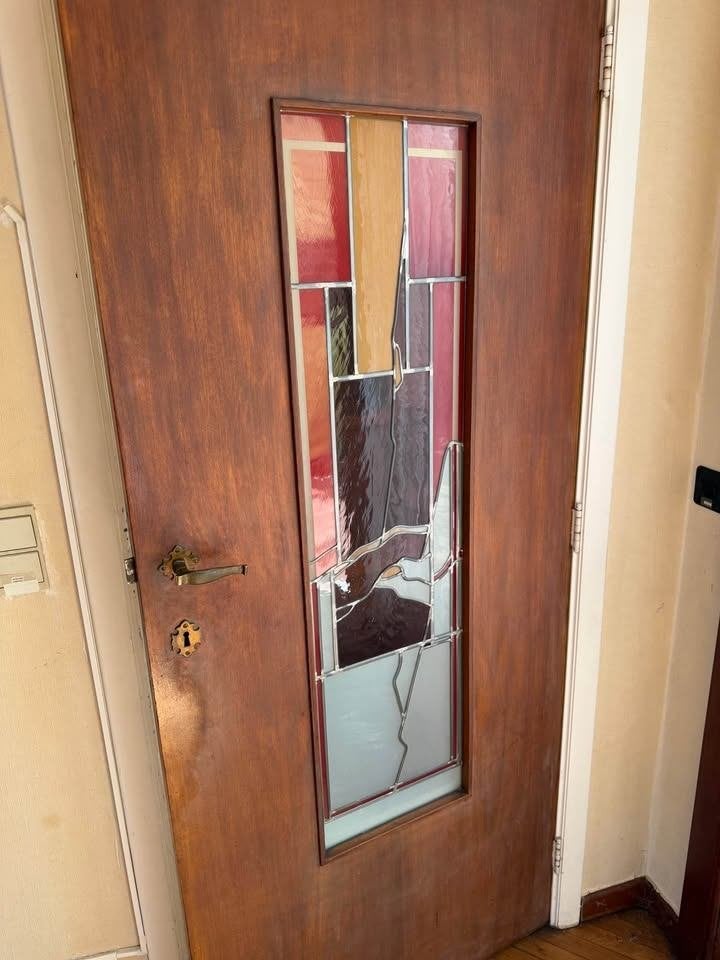 Porte avec joli vitrail, Vintage, Enlèvement, Utilisé, Multicolore