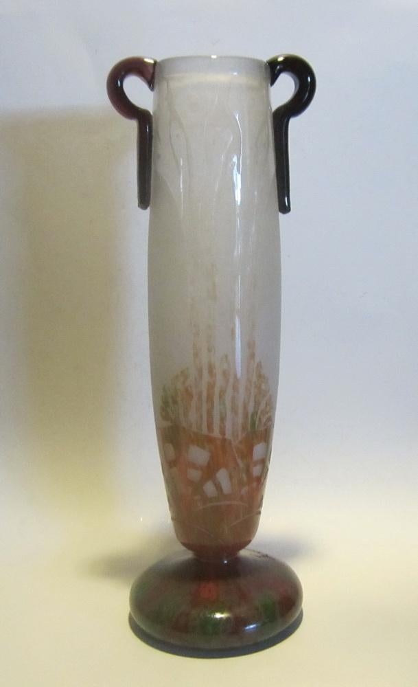Vase verre camée Le Verre Francais, Schneider ALGAE 31,5 H, Antiquités & Art, Envoi