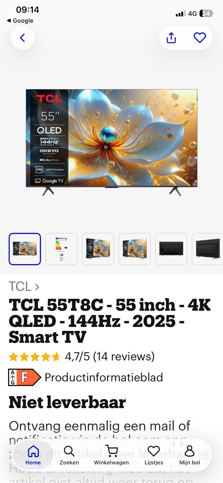 Tcl smart tv q led, Enlèvement