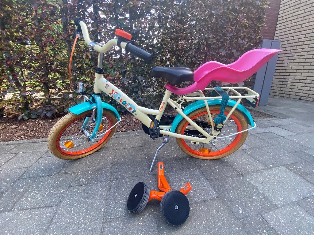 Loekie X-Plorer kinderfiets 16 inch incl. zijwieltjes, Fietsen en Brommers, Fietsen | Meisjes, Ophalen, Terugtraprem, Gebruikt