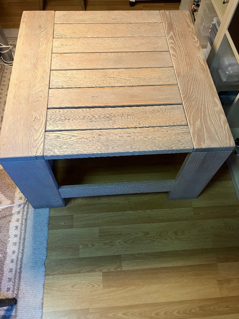 Eiken salontafel! 1m op 1m. Ze is gezandstraald 45€, Huis en Inrichting, Tafels | Salontafels, Ophalen, Zo goed als nieuw, 100 tot 150 cm