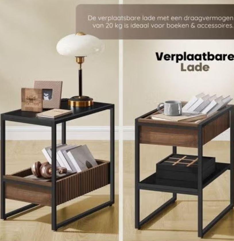 Bijzet Tafel - Nachtkastje - 55x35x55 cm, Ophalen, Nieuw, Vierkant, Hout