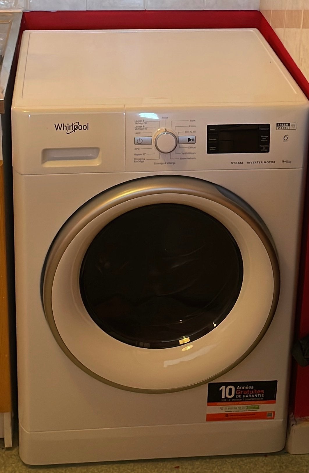 Lave linge et sèche-linge Whirlpool, 8 tot 10 kg, Ophalen, Zo goed als nieuw, 85 tot 90 cm