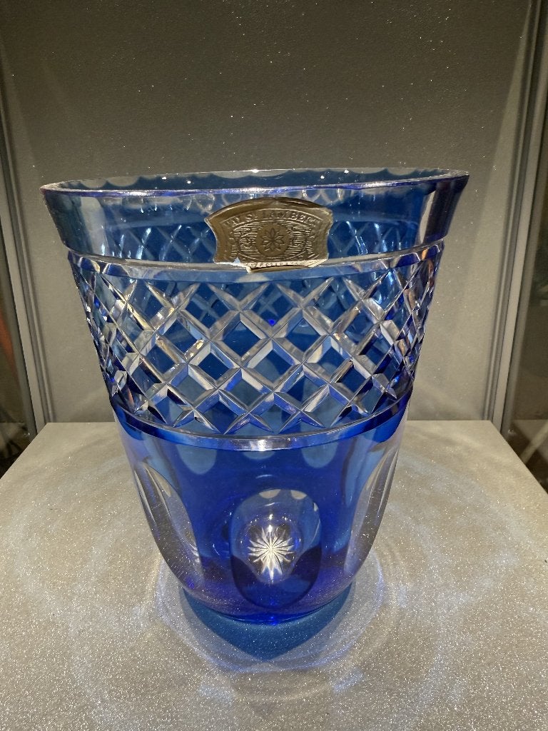 Val Saint Lambert Kobaltblauwe Kristallen Vaas, Antiek en Kunst, Antiek | Glaswerk en Kristal, Ophalen of Verzenden