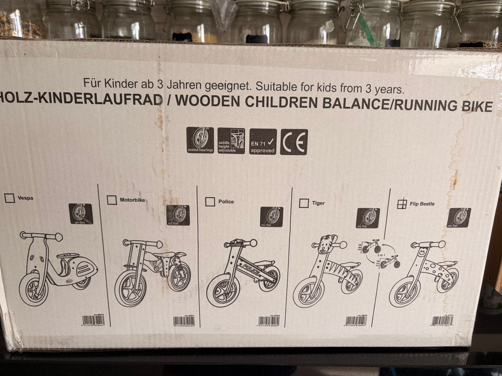 Nieuwe houten loopfiets – rood met zwarte stippen, Ophalen, Nieuw, Loopfiets