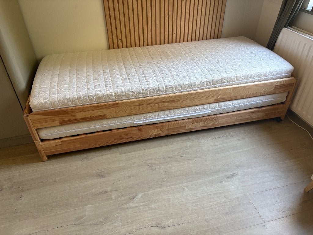 Lit gigogne, Beige, Comme neuf, Enlèvement, Bois