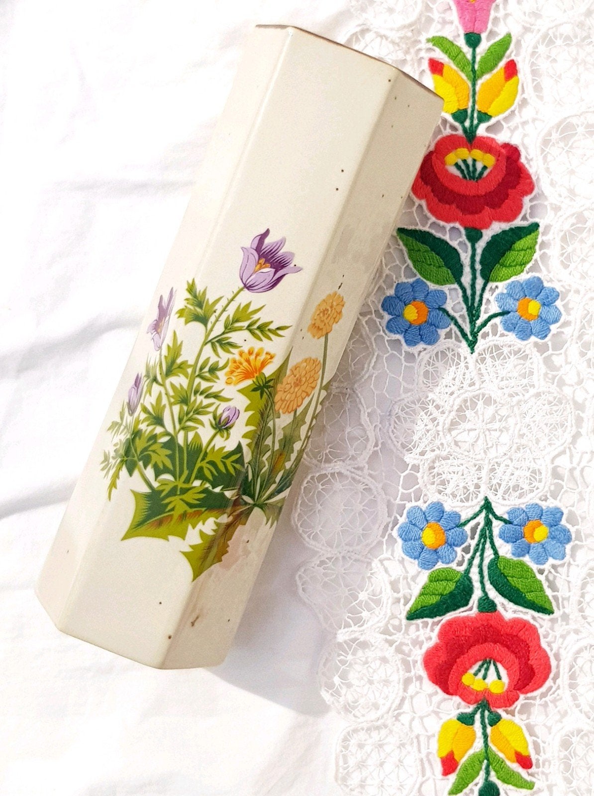 🌈 vintage vaas met botanische motieven 🌈, Antiek en Kunst, Ophalen of Verzenden
