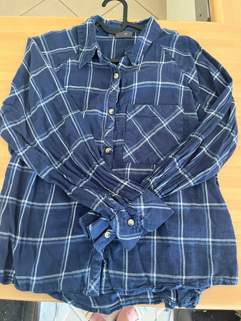 Chemise carreau bleue S/M, Enlèvement ou Envoi, Porté, Bleu