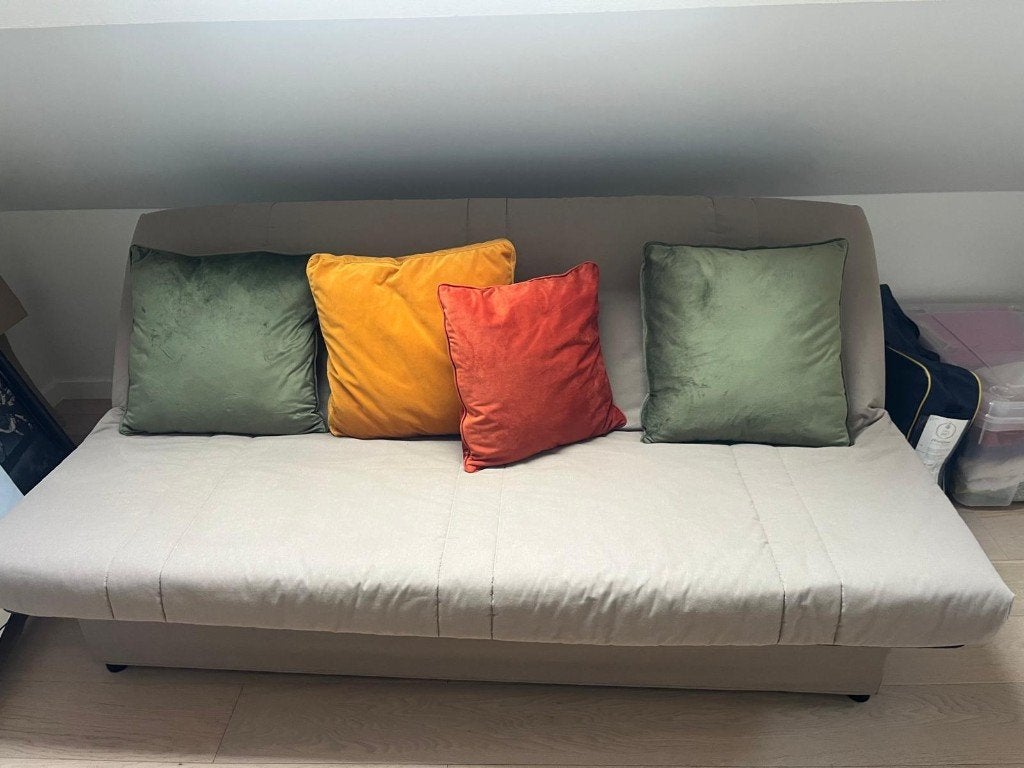 Canapé-lit 1,87 x1,20, Maison & Meubles, Enlèvement, Utilisé, Deux personnes, Beige