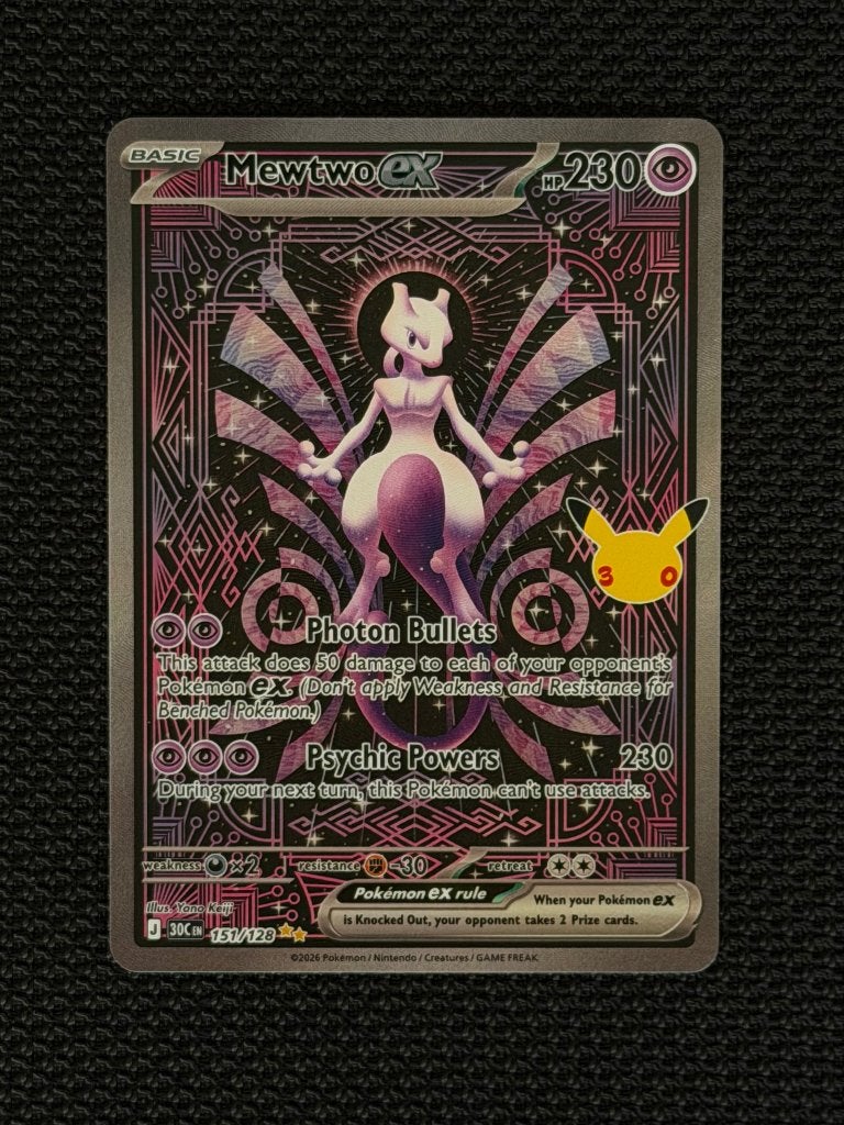 Mewtwo Ex 151/128 30th, Ophalen, Nieuw, Losse kaart, Foil