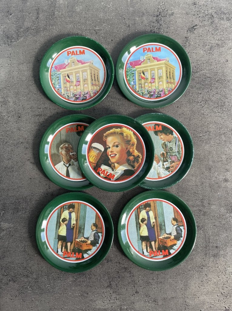 Vintage Palm onderzetters - 7 stuks, Huis en Inrichting, Ophalen, Gebruikt, Glasonderzetter, Hittebestendig