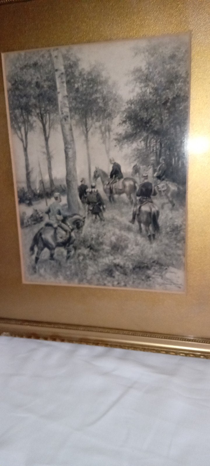 ets van Jean Baptiste Edouard Detaille 1884, Antiek en Kunst, Ophalen of Verzenden, Ets, Ingelijst