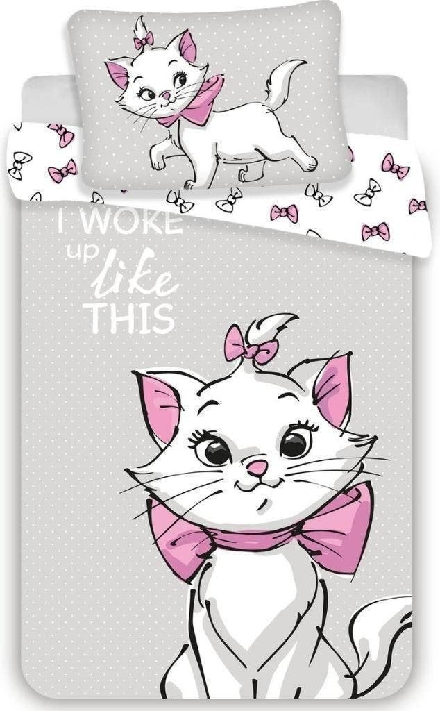 Marie Cat Baby / Peuter Dekbedovertrek 100 x 135 cm - Grijs, Meisje, Dekbedovertrek, Nieuw, Ophalen of Verzenden