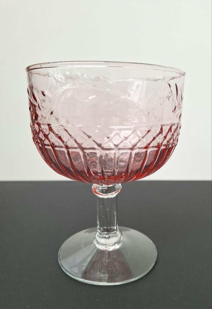 Art Deco dessert-/ijscoupeglas cranberry, Ophalen of Verzenden