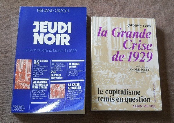 Lot de 2 livres sur le jeudi noir et la grande crise de 1929, Enlèvement ou Envoi, 20e siècle ou après, Utilisé