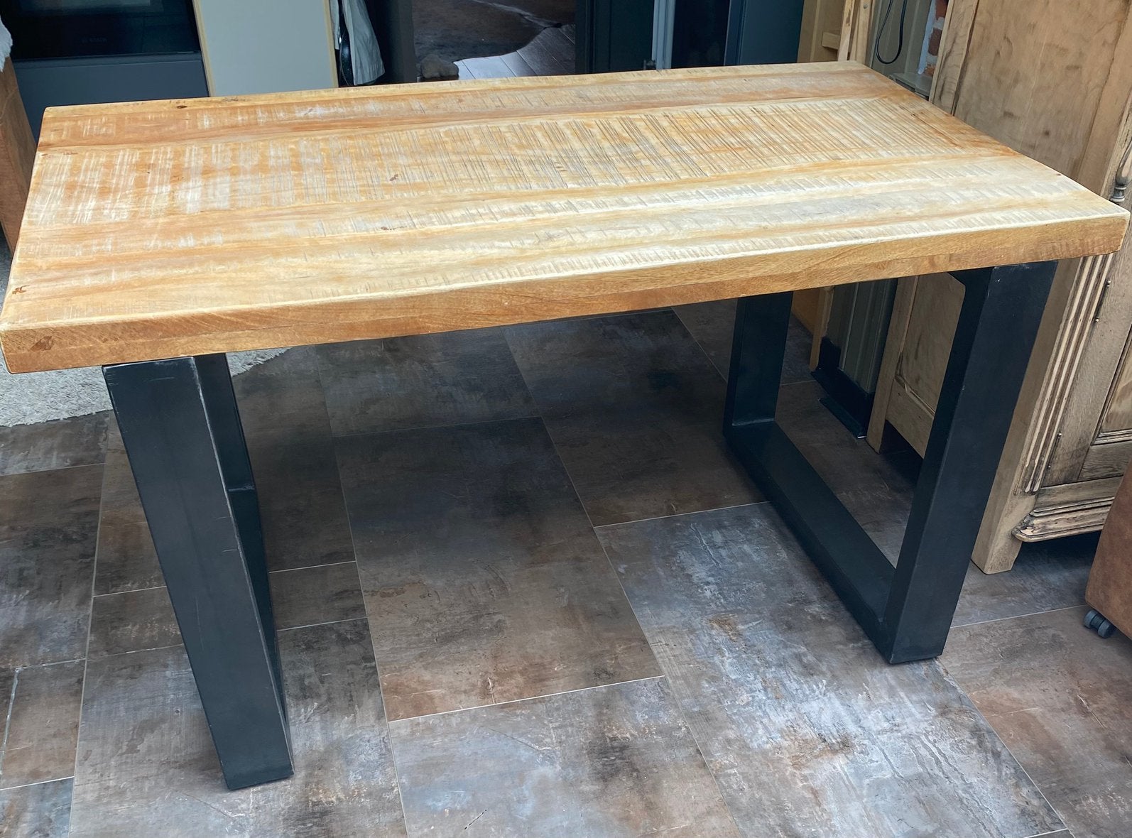 Eettafel 140/80 hout metaal, Huis en Inrichting, Ophalen, Zo goed als nieuw, Metaal