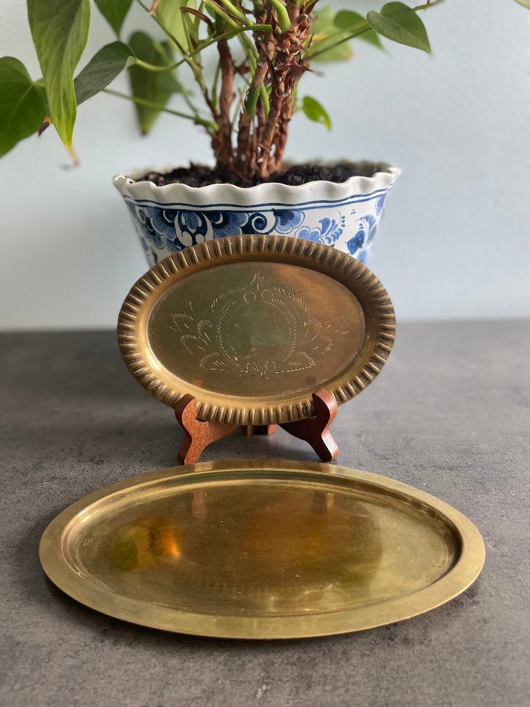 Plats vintage en laiton et nickelé, Enlèvement, Cuivre