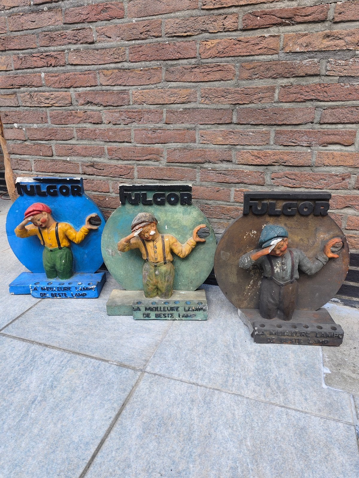 Zeldzame set van 3 vintage gipsen winkeldisplays FULGOR, Ophalen