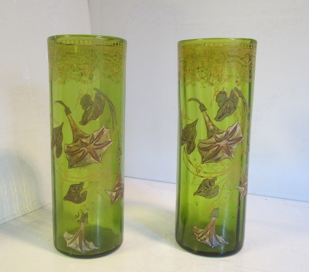 2 antieke art nouveau Legras vazen, email,ca 1910 H 28 cm, Verzenden