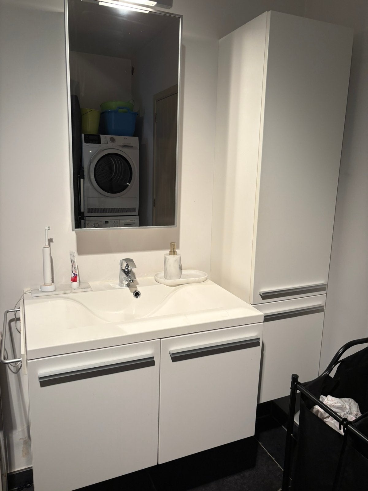 Badkamermeubel + kolomkast + spiegel kast, Huis en Inrichting, Ophalen, Gebruikt, Wastafelkast