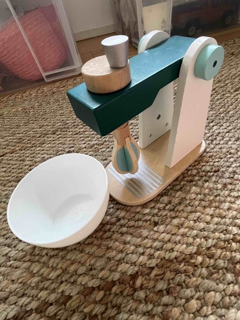 Robot pâtissier mixeur en bois + bol (dinette), Enlèvement ou Envoi, Utilisé, Bois, Accessoires de cuisine de jeu