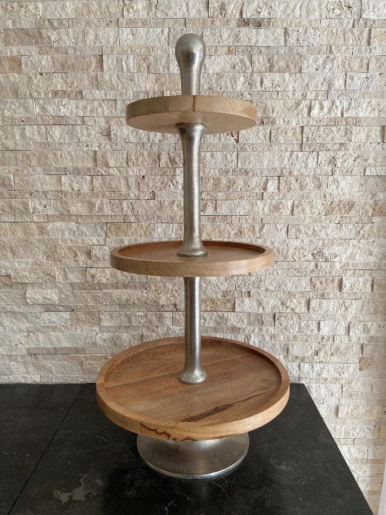 Etagère/serveerstandaard, Huis en Inrichting, Woonaccessoires | Spiegels, Ophalen, 100 tot 150 cm, Rond, Zo goed als nieuw