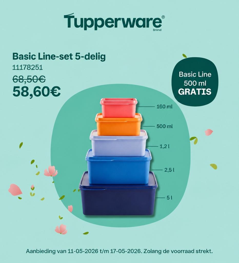 Nieuwe opbergdozen set van tupperware, Ophalen of Verzenden, Nieuw