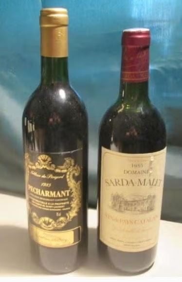 2 Prima Oude Rode Franse Wijnen van 1985, Enlèvement ou Envoi, Pleine, Comme neuf, Vin rouge