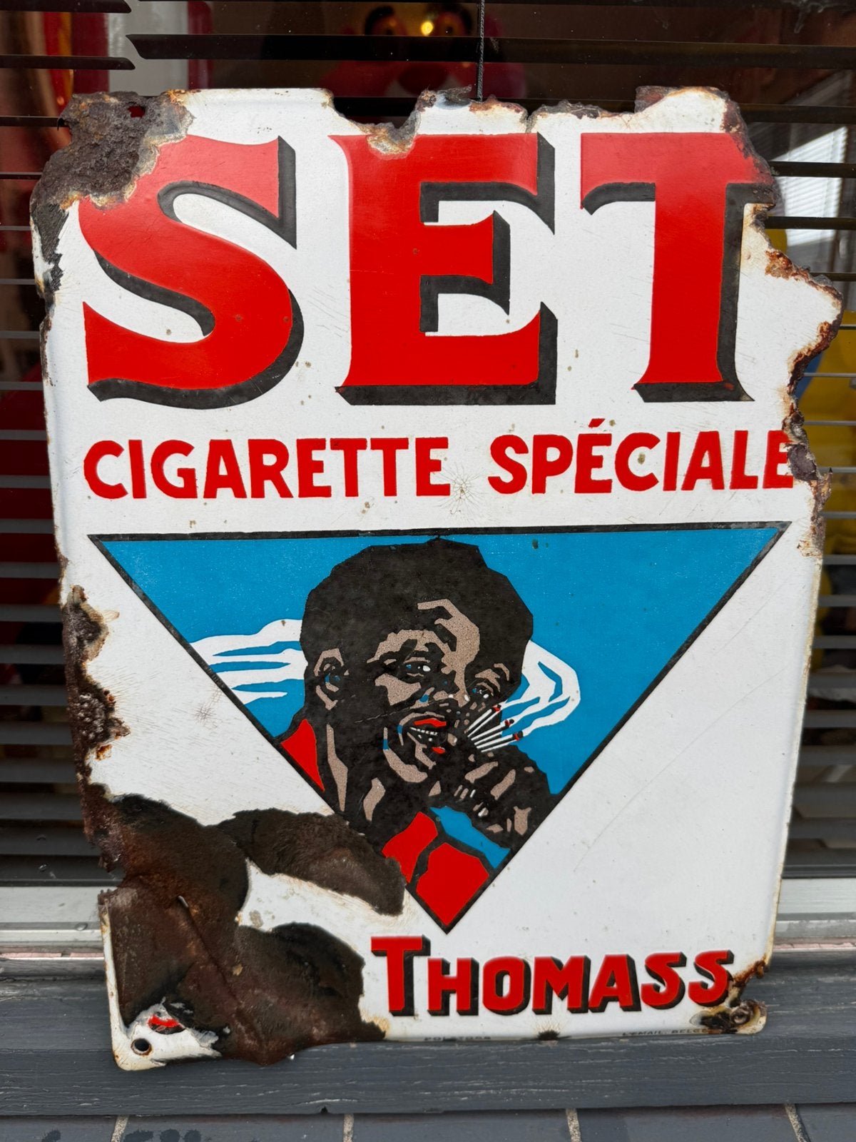 SET sigaretten emaille reclamebord, Reclamebord, Gebruikt, ., Ophalen of Verzenden