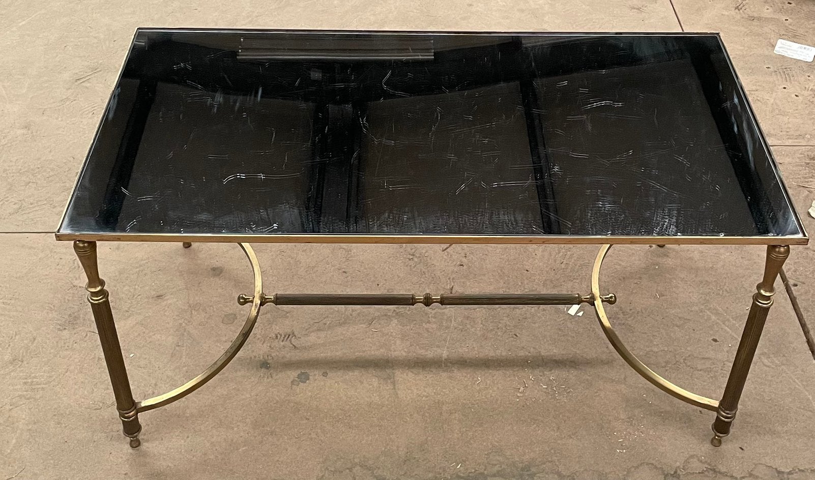 Salontafel in messing met zwart glazen blad – elegante look, Ophalen, Gebruikt
