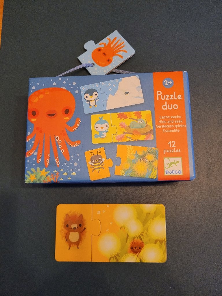 Puzzel duo Djeco, Enlèvement ou Envoi, 10 à 50 pièces, Comme neuf, 2 à 4 ans