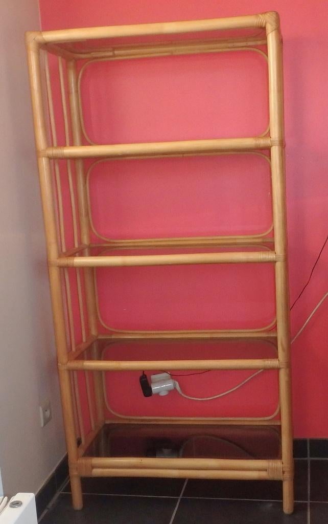étagère en rotin travail belge 1m60 X 0m78, Enlèvement, Comme neuf