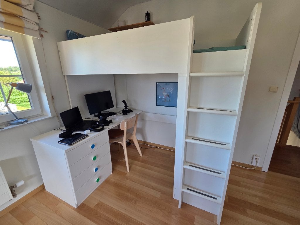Lit Mezzanine Tout-en-Un – Lit + Bureau + Bibliothèque, Enlèvement, Utilisé, Lit mezzanine