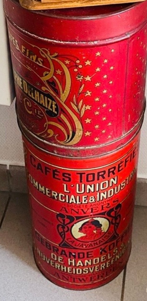 Boîte à café ancienne en tôle rouge ( Javanaise ), Enlèvement, Comme neuf, Café