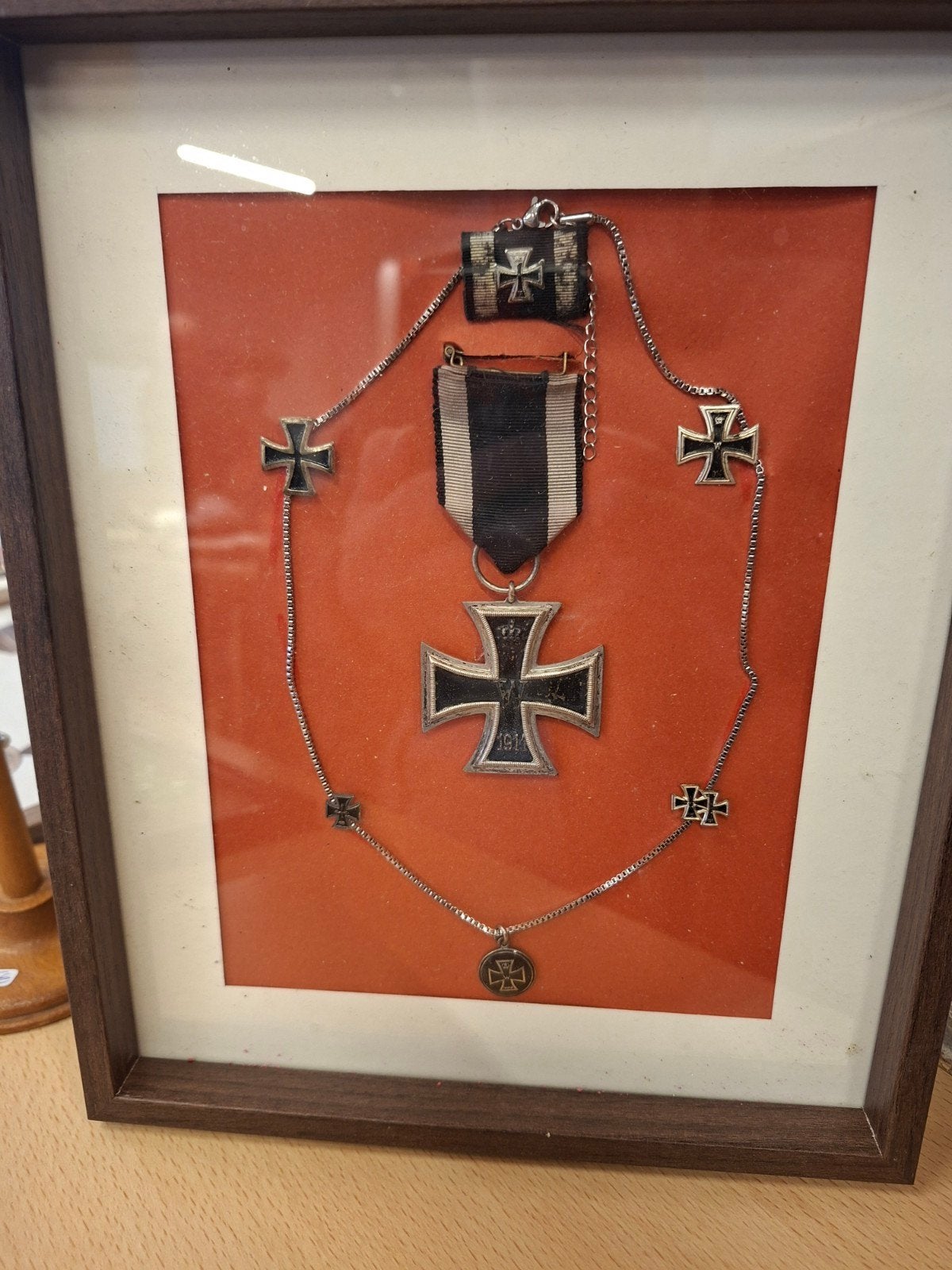 Cadre 7 pieces croix de fer 1914 allemande, Collections, Enlèvement ou Envoi