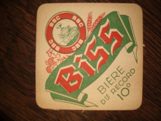 Tapis à bière Biset Pipaix : 96 x 96 mm, Enlèvement ou Envoi, Utilisé, Sous-bock