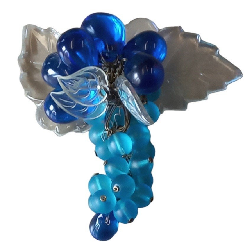 grappe de raisin en verre bleu., Enlèvement ou Envoi