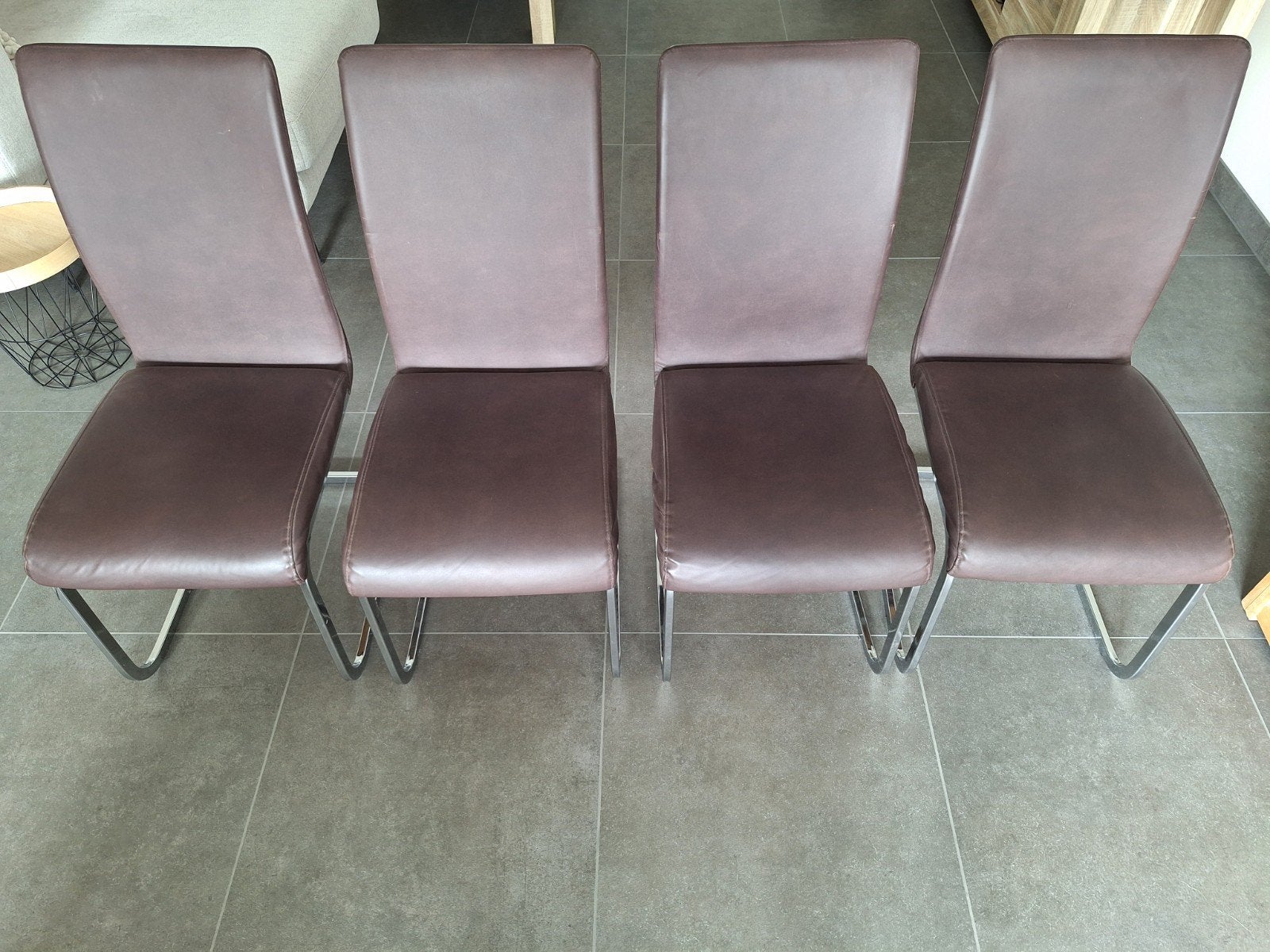 Set 4 Eettafel Stoelen, Synthétique, Brun, Enlèvement, Utilisé