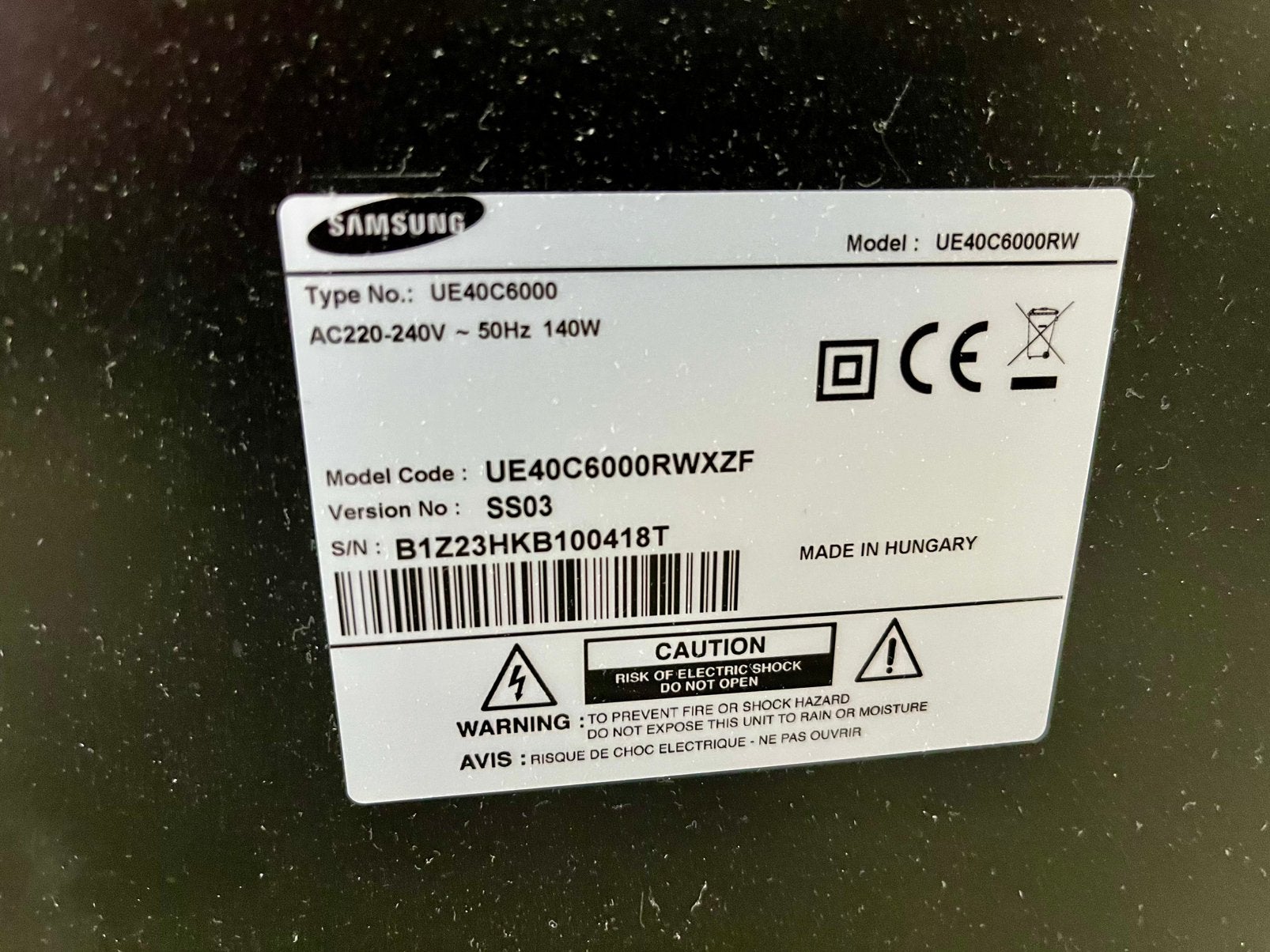 Tv samsung, Enlèvement, Utilisé