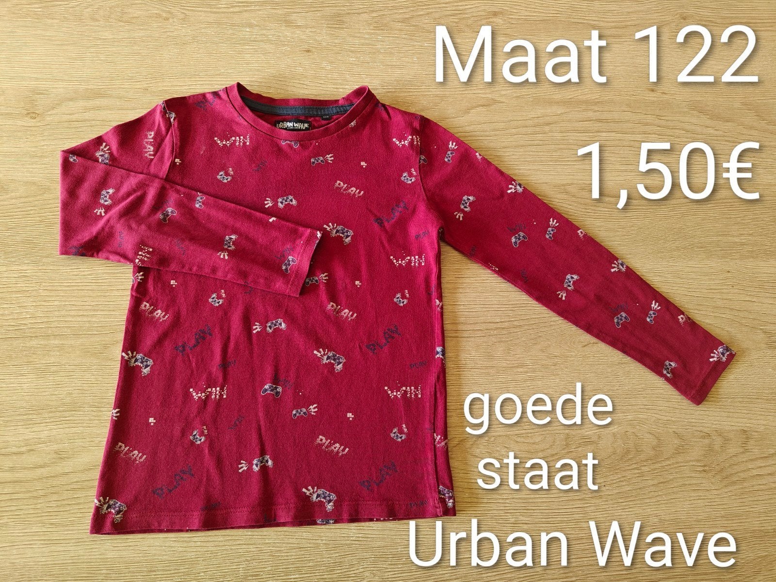 Shirt lange mouwen jongen - Urban Wave - maat 122, Kinderen en Baby's, Gebruikt, Urban wave, Ophalen of Verzenden, Shirt of Longsleeve