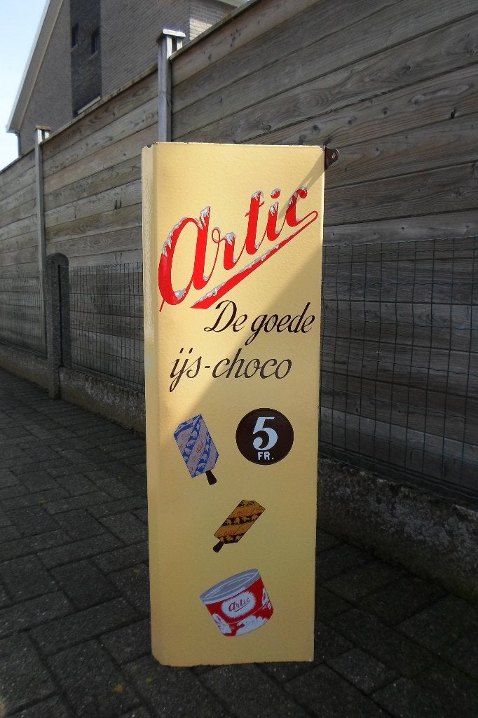 zeldzaam emaille hoekbord van Artic ijs, Ophalen, Zo goed als nieuw, Reclamebord