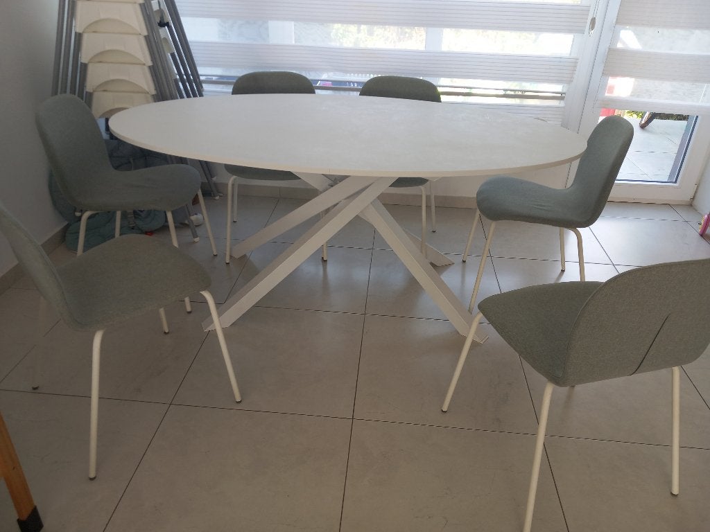 Eettafel en 6 eetstoelen, Enlèvement, Comme neuf, Cinq personnes ou plus, Ovale
