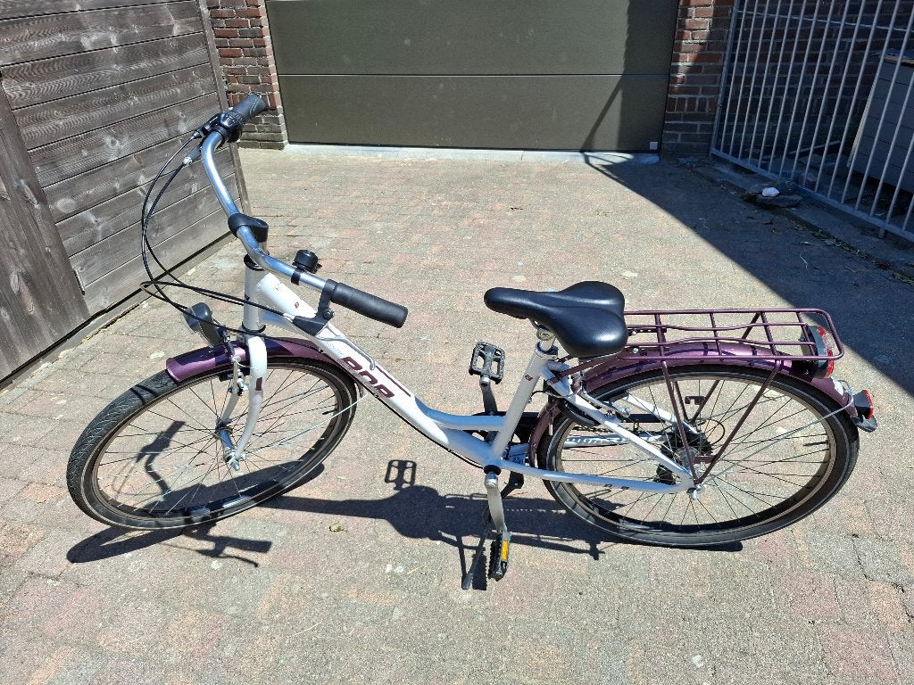 Gebruiksklare Meisjesfiets BNB - 26" - Wit-Paars, Gebruikt, Velgrem, Versnellingen, BNB-Bike