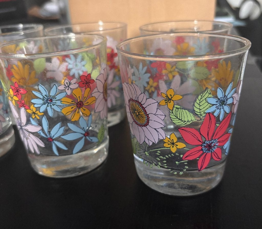 6 glazen, Verzamelen, Ophalen, Zo goed als nieuw, Frisdrankglas