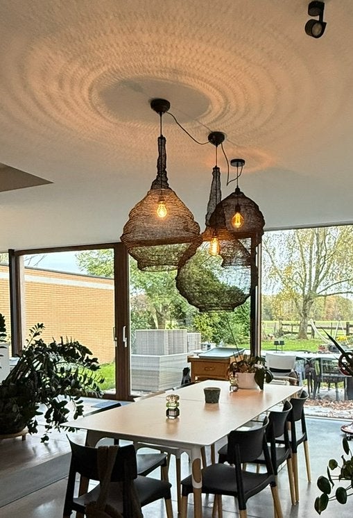 Design hanglamp met 3 delen | zwart metaal korf, Ophalen, Zo goed als nieuw, Metaal, Ibiza | modern | design