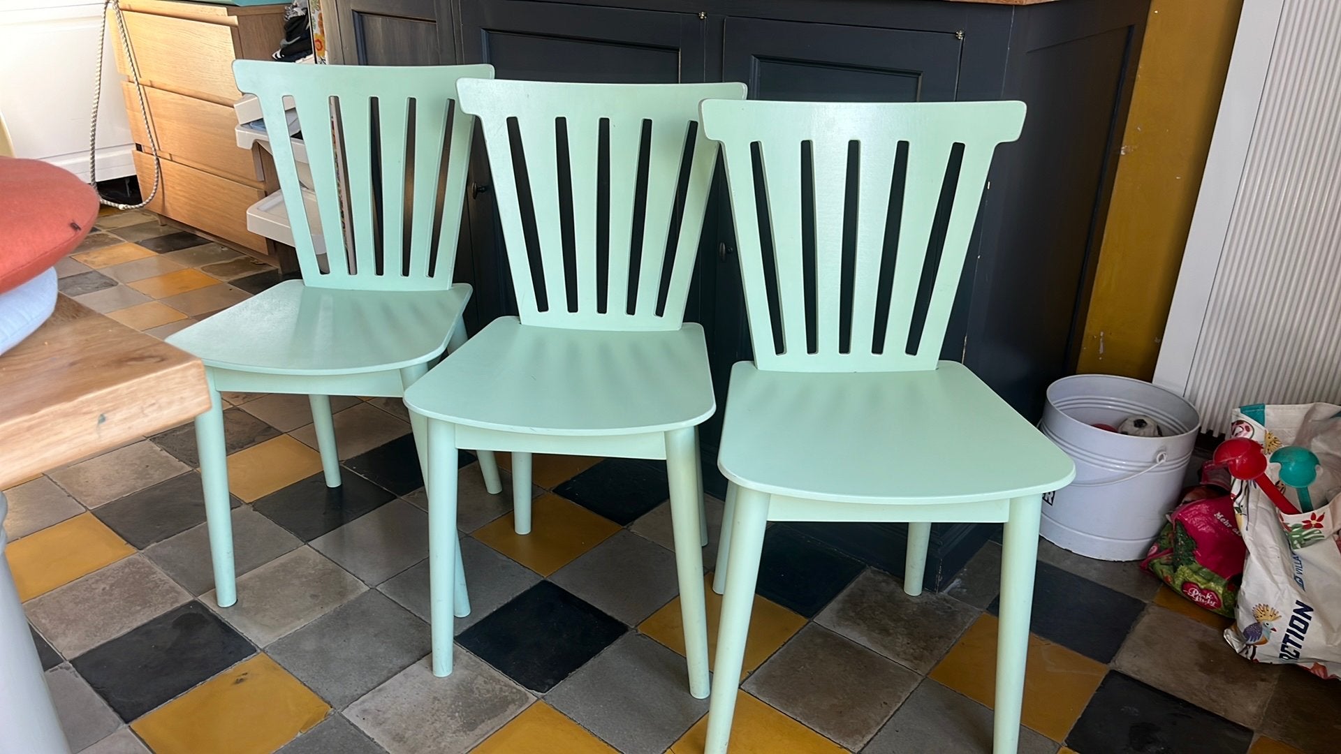 Ikea Brakig set van 3 stoelen limited edition mintgroen, Ophalen, Overige kleuren, Drie, Scandinavisch