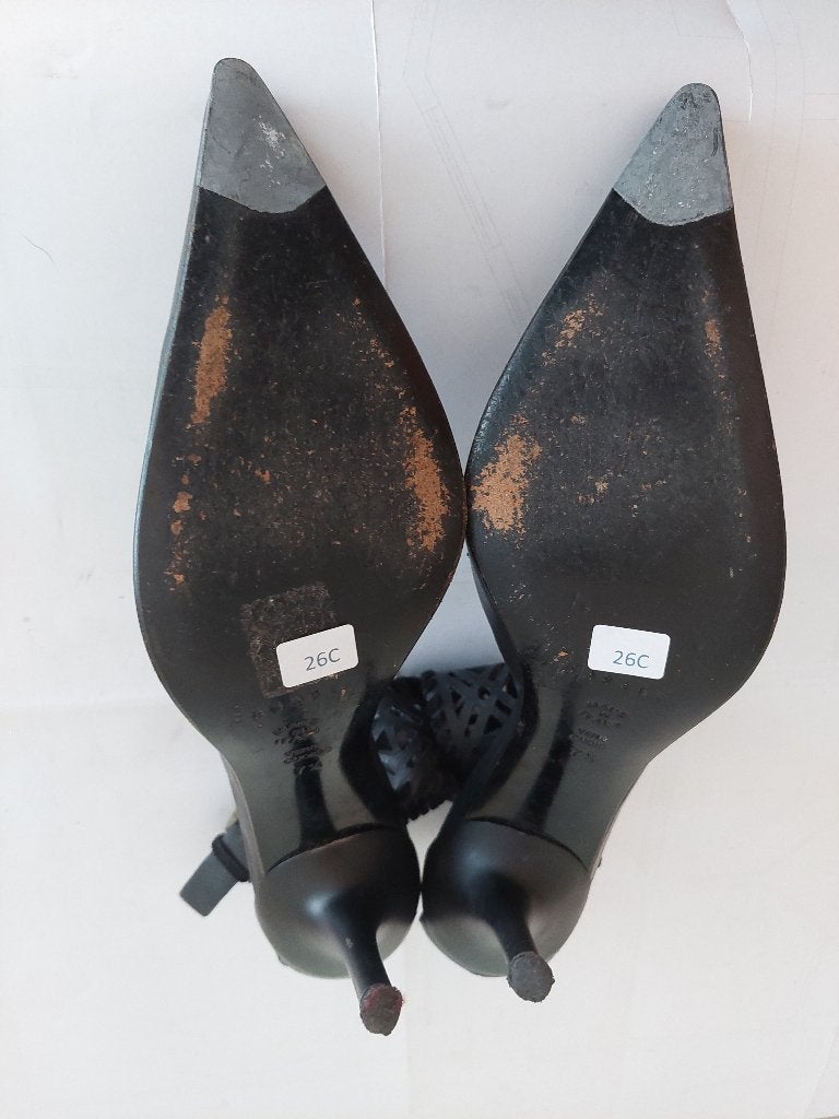 26C* Casadei - sexy sandales noires full cuir (37,5), Chaussures à haut talons, Porté, Casadei, Noir