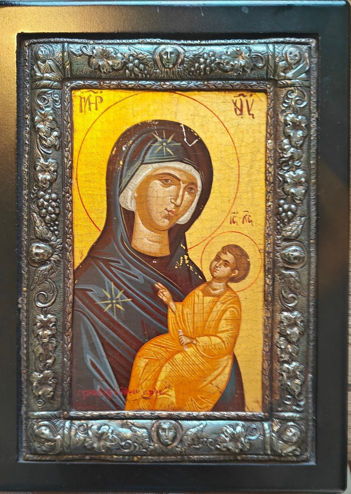 Prachtige Byzantijns icoon met lichte beschadiging, Antiek en Kunst, Ophalen of Verzenden