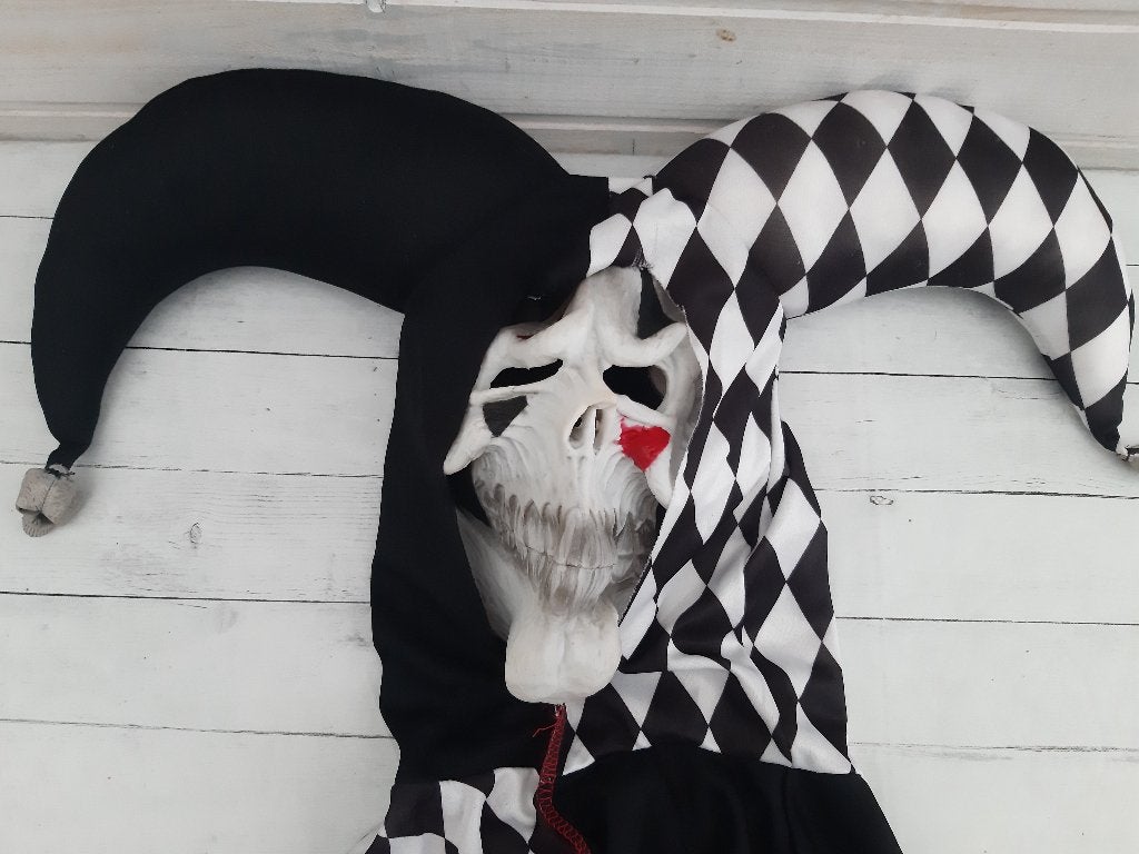 Très beau costume Harlequin Dark Jester Homme. Comme neuf, Envoi, Comme neuf, 170 ou plus grand, Garçon ou Fille